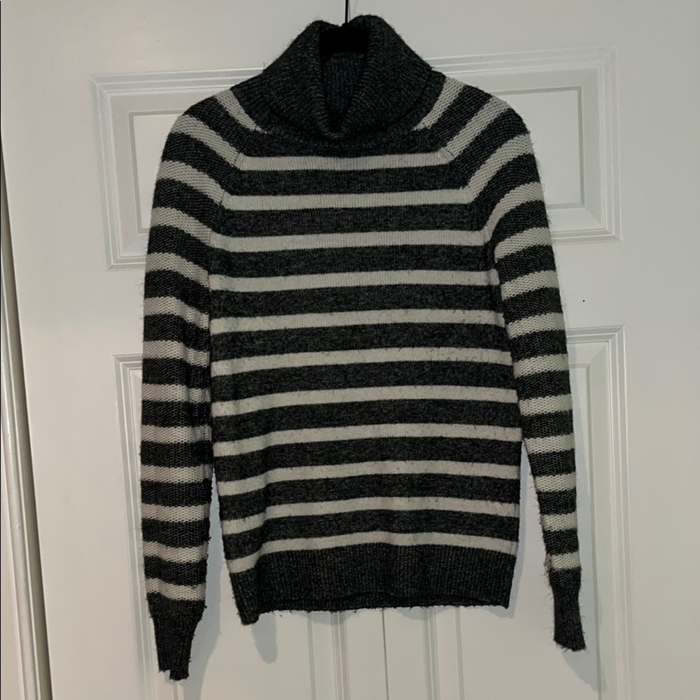 Loft Grey and Cream Striped Sweater, Size xs